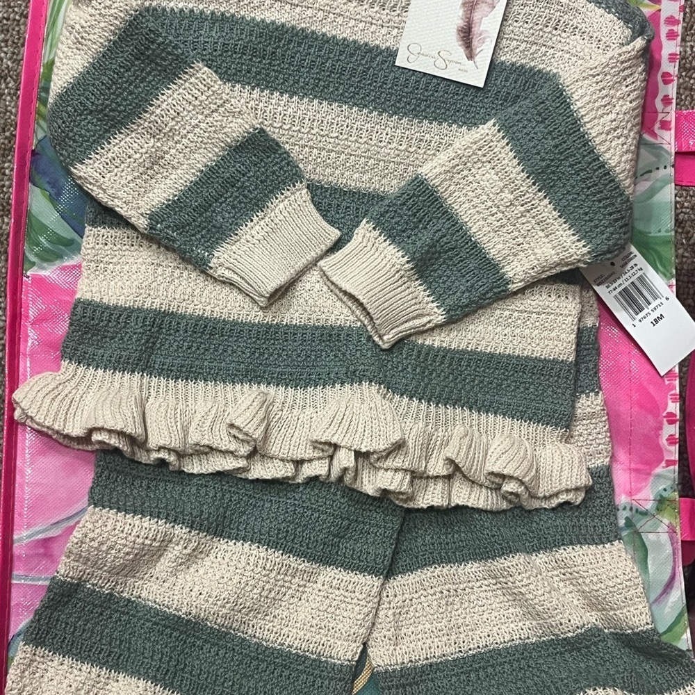 Jessica Simpson Green and Cream Kids Matching Set